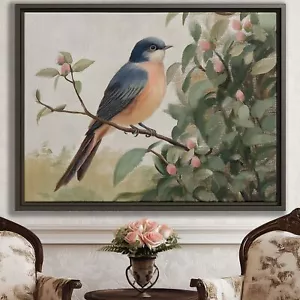 Bird Wall Art Oil Painting Animal Canvas Print Framed Rustic Decor Nature Art - Picture 1 of 9