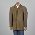 Large 1950s Suede and Wool Tweed Jacket VTG Patch Pocket Throat Latch Rockabilly