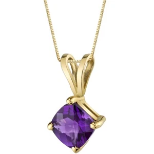 Oravo 14 Kt Yellow Gold Cushion Cut 0.75 cts Amethyst Pendant - Picture 1 of 3