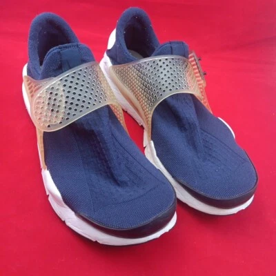 Tênis de corrida Nike Sock Dart masculino tamanho 12 azul marinho branco 819686 400 - Imagem 1 de 4