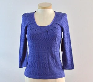 Neu mit Etikett $ 165 Größe S etcetera Vintage Violett Wellen Jacquard gemustertes T-Shirt - Bild 1 von 7