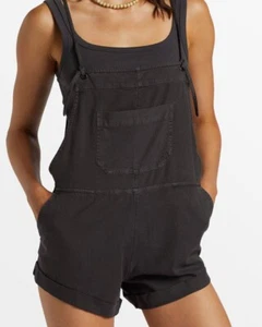 Billabong OFF BLACK Women's Wild Pursuit Shortalls Romper, US Large/12 - Picture 1 of 4