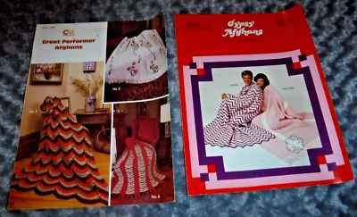 GYPSY AFGHANS & GREAT PERFORMER AFGHANS - 2 PATTERN BOOKLETS CROCHET KNIT - Image 1 of 2
