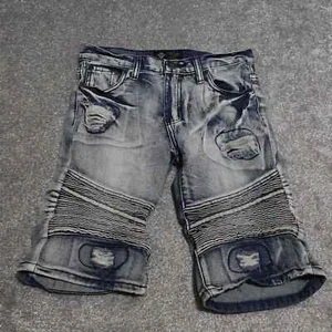 Road Narrows Jean Shorts Boy's Size 14 Blue Denim Ripped Distressed Travel - Picture 1 of 13