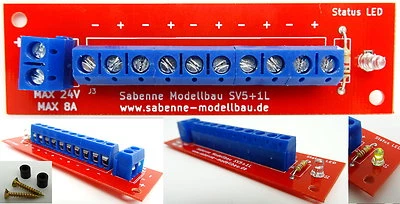 Fertigmodul Stromverteiler SV5+1L Gleich/Wechselstrom 8A max.24V mit Status LED