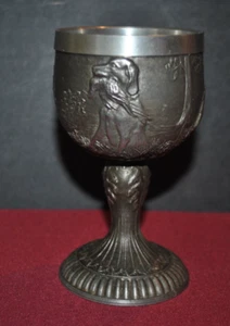 Setter irlandese vintage cane da caccia con fagiano STAG vino CALICE goffrato PELTRO GERMANIA - Foto 1 di 6