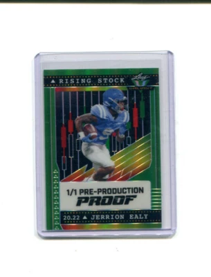 2022 Leaf Valiant Rising Stock Green Prismatic Proof Jerrion Ealy Rookie 1/1 - Image 1 of 2
