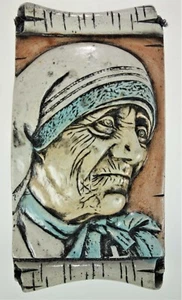 Mother Madre Teresa Calcutta Ceramic Wall Plaque Catholic Charity Love 4”x7.5" - Picture 1 of 4