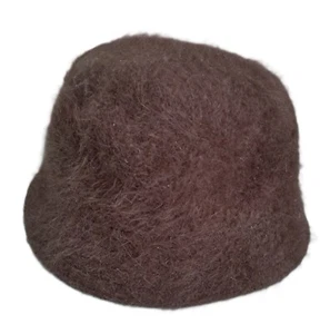 David & Young Bell Bucket Hat Brown Angora Fuzzy Fur Women's Vintage One Size - Picture 1 of 4