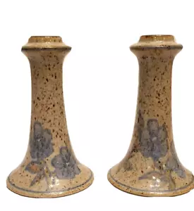 Vintage Handmade Taper Candlestick Holders Hand Thrown Mexican Folk Art Tonala - Picture 1 of 7