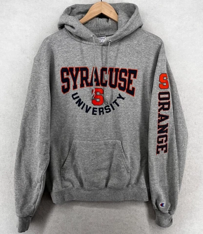 SYRACUSE UNIVERSITY Hoodie Adult Medium CHAMPION ORANGE Pullover Sweatshirt Gray Cover