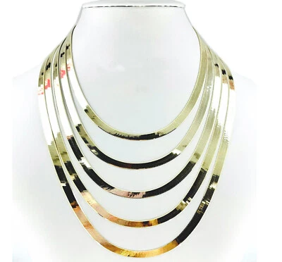 Collar de cadena de espiga de oro amarillo macizo de 14k de 2 mm-6 mm tamaño 16-24 pulgadas Foto 1 de 4