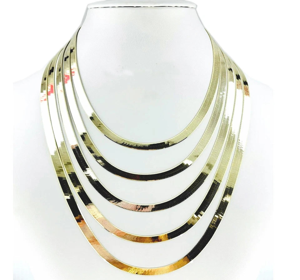 Collar de cadena de espiga de oro amarillo macizo de 14k de 2 mm-6 mm tamaño 16-24 pulgadas Foto 1 de 1