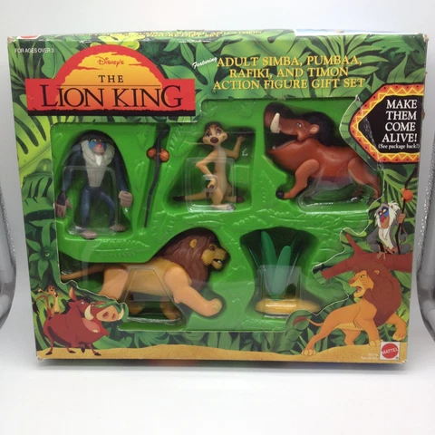 Vintage Mattel 66378 Lion King Adult Simba, Pumbaa, Rafiki & Timon Playset W/Box Cover