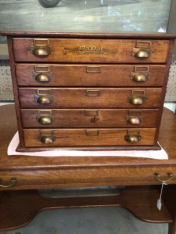 5 Drawer Walnut Hardware Cabinet Manufactured By Wells Bros Cover