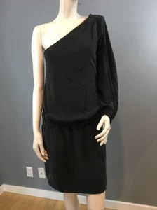Nuevo con etiquetas Vestido Joie Negro Seda Manga Única Talla Grande - Imagen 1 de 12