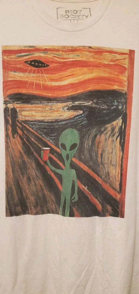 Camiseta The Scream Riot Society Alien para hombre talla grande Edvard Munch Art Tee Foto 1 de 4