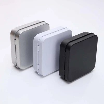 5 Pcs Mini Metal Tins Container Square Hinged Flip Storage Tin Box Small Kit Cas - Image 1 of 4