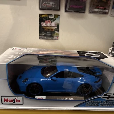 NUEVO SELLADO Maisto Porsche 911 GT3 Escala 1:18 Diecast Car Azul Foto 1 de 3