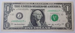 2009 Star Note $1 Dollar Bill ๐ต Fort Worth J Low Serial Number ๐ Uncirculated - Picture 1 of 4