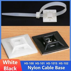 Nylon Cable Tie Base Self Adhesive Stick On Cable Tie Wire Mounts Black/White - Picture 1 of 17