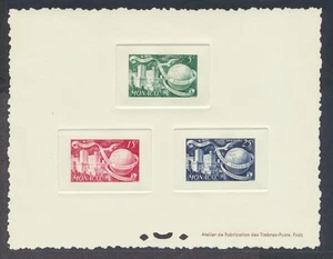 Mónaco 1949 UPU tarjeta de prueba colectiva dentada grande sin goma de mascar emitida - Imagen 1 de 2