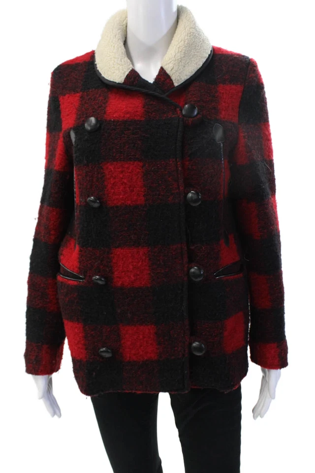 Isabel Marant Etoile Womens Pea Coat Black Wool Blend Button Collared Size M - Image 1 of 4