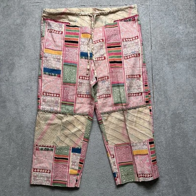 Pantalones Vintage Patchwork Multicolor Algodón Unisex Festival Boho Salón M/L Foto 1 de 4