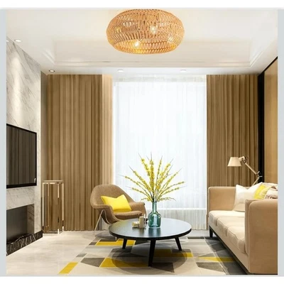 Ventilador de Techo Boho Ratán con Luz Control Remoto Tejido Lámpara Pantalla 8 Hojas Reversibles Foto 1 de 4