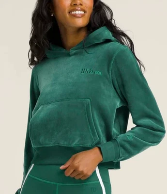 Sudadera con Capucha Wilson Club Fleece Mujer XS Verde Corta Nueva con Etiquetas Tenis Pickleball Moda Foto 1 de 4