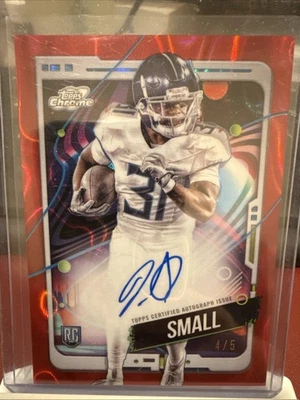 2024 Topps Red Cosmic Chrome Jabari Small Auto 4/5 RC Titans - Image 1 of 4