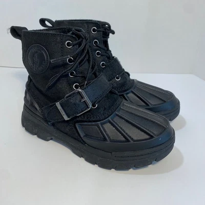 Polo Ralph Lauren Infantil Preto Camurça Botas Pato Fivela com Cadarço Tamanho 1 - Imagem 1 de 4
