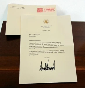 Carta firmada por bolígrafo automático del presidente Donald Trump correspondencia de la Casa Blanca 2018 - Imagen 1 de 14