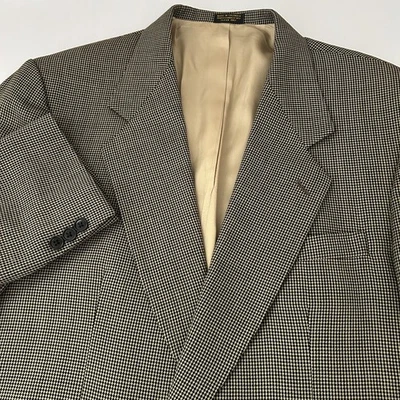 Chaqueta Abrigo Deportivo Oscar de la Renta Traveler Worsted Para Hombres 44L Lana Pata de Gallo Foto 1 de 4