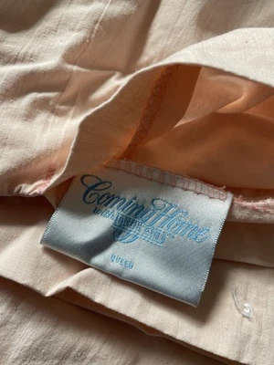 Vintage Lands End Coming Home Queen Combed Cotton Peach Pink Duvet Bottom Close - Image 1 of 4