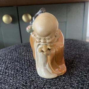 Vintage chinesischer Gott der Langlebigkeit unsterblich Shou Lao Mudman glasierter Ton Figur - Bild 1 von 10