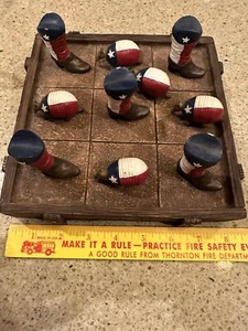 Tic Tac Toe Texas Boot and Armadillo Style Red White Blue Ceramic Full Set - Picture 1 of 11