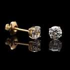 0.5Ct Simulated Brilliant 14K Yellow Gold 4mm Round Stud Screw Back Earrings