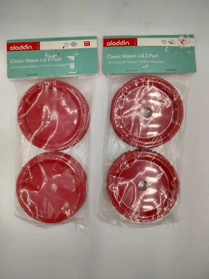 2 paquetes de 2 tapas de taza de vaso ALADDIN 16 OZ rojo clásico albañil NUEVO Foto 1 de 4
