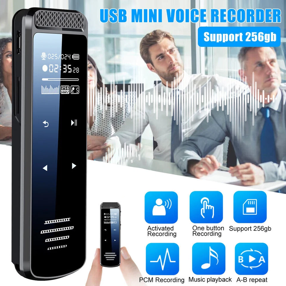 Mini HD Voice Activated Spy Digital Sound Audio Recorder MP3 Player w/Earphones - Image 1 of 4
