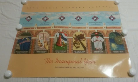 ~NOS~ 1994 TEXAS RANGERS BASEBALL - THE INAUGURAL YEAR BALLPARK ARLINGTON POSTER Cover