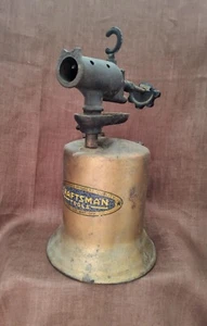 VINTAGE CRAFTSMAN TOOLS BRASS BLOW TORCH WITH WOOD HANDLE - Picture 1 of 5