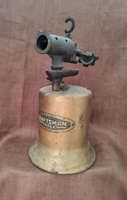 VINTAGE CRAFTSMAN TOOLS BRASS BLOW TORCH WITH WOOD HANDLE - Image 1 of 4
