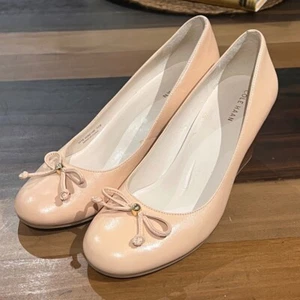 Cole Haan Elsie II Women Wedge Tan Leather Slip On Bow Cap Toe Size 7.5 - Picture 1 of 19