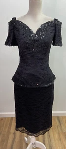 Vintage 1980’s Scott McClintock Black Lace Off the Shoulder Dress Women’s Size 8 - Picture 1 of 11