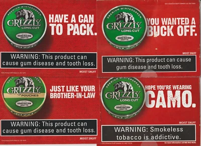Lote de anuncios de tabaco GRIZZLY 2013 2014 2016 Copenhagen Mudjug Vintage Foto 1 de 4