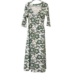 Soft Surroundings sz petite small green and white floral wrap maxi 3/4 sleeves - Picture 1 of 12
