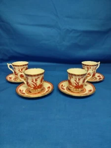 Vtg. Demitasse Cup & Saucer Bone China Crown Staffordshire England Maroon, White - Picture 1 of 9