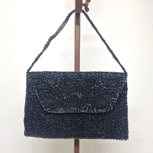 Vintage Richere Tasche von Walborg Clutch Damen schwarz Perlen Top Griff Abendtasche - Bild 1 von 12