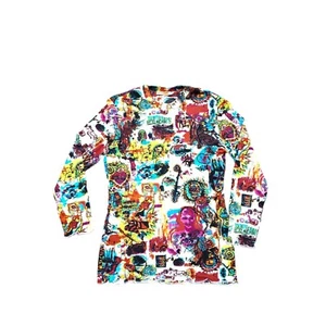 Jean Paul Gaultier Vintage Estampado Basquiat Malla Mangas Largas Talla XL Mujer Hasta - Imagen 1 de 7